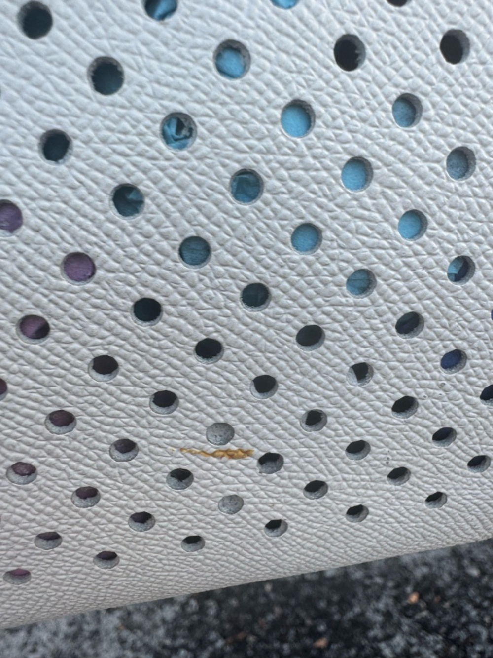Coach Sample Perforated Leather Dome Satchel White Blue Trim Crossbody Bag - Picture 7 of 17